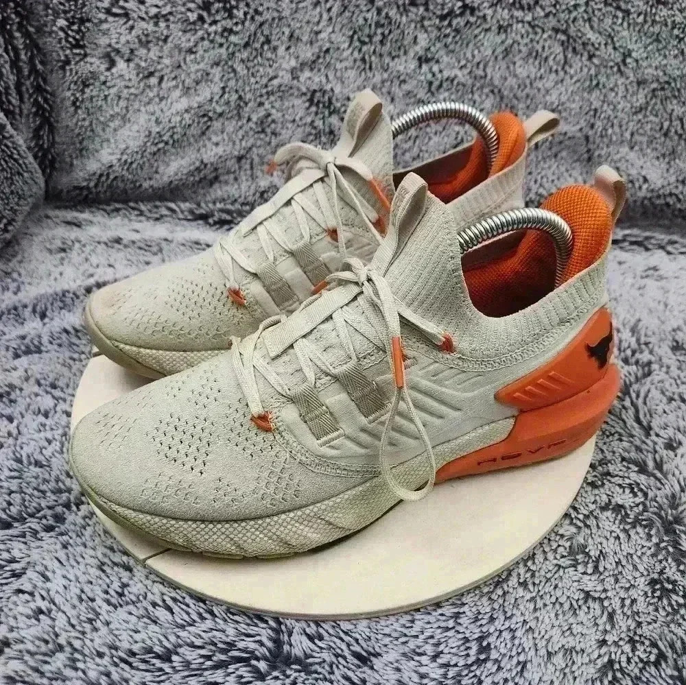 Under Armour Project Rock 3 “Summit White Rogue Orange” Gym Training Shoes - Picture 4 of 9